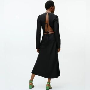 Arket Long Sleeved and Open Back Satin Maxi Dress